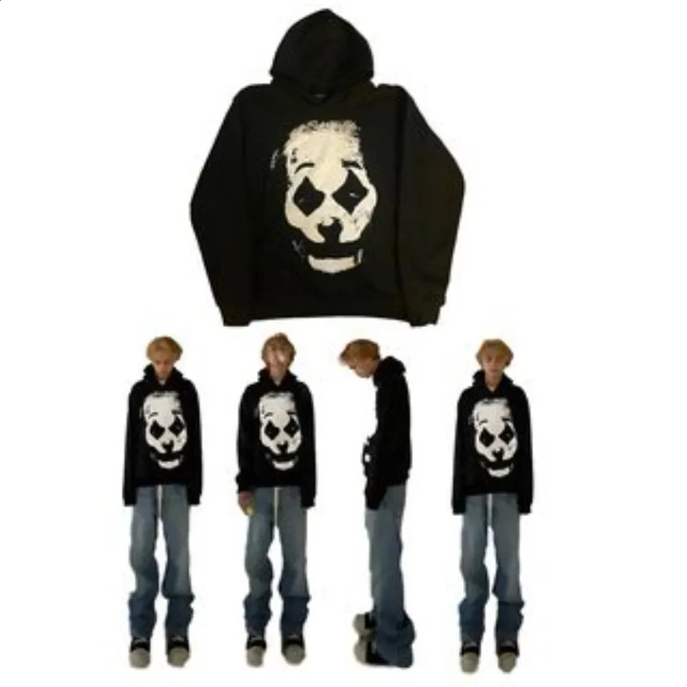 Y2K Pullover Hoodie Men Women Hip Hop Clown Graphic Print Oversized Hoodie Gothic Harajuku Sweatshirt Streetwear Casual Tops 240822