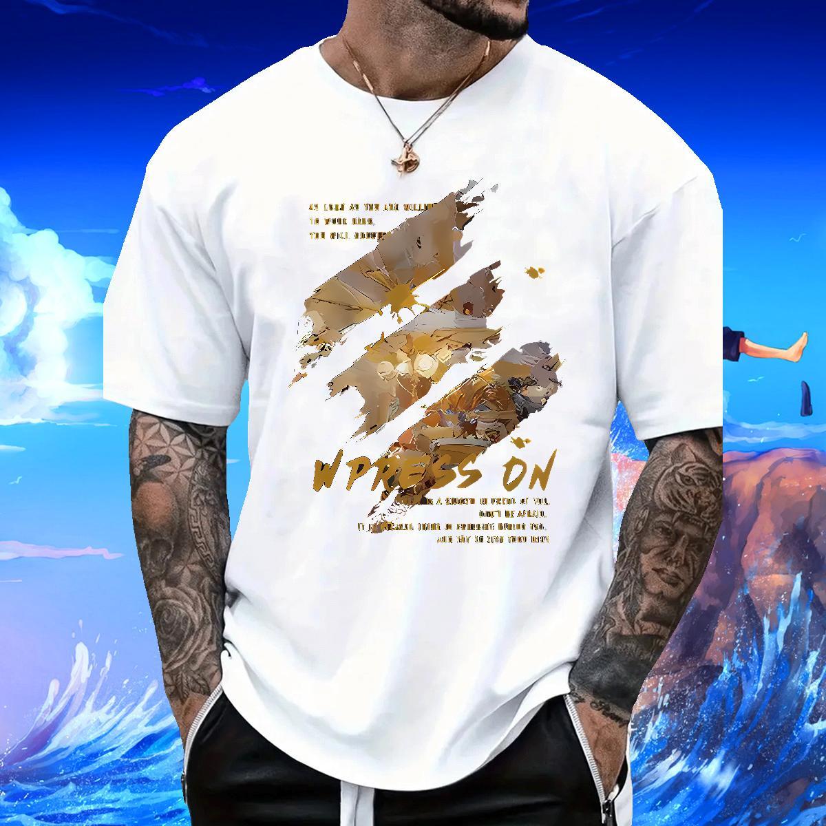 Customized painting Men Tees 230g Cotton Men T Shirts Oversized 3XL 4XL Casual Beach Breathable Brand Tops