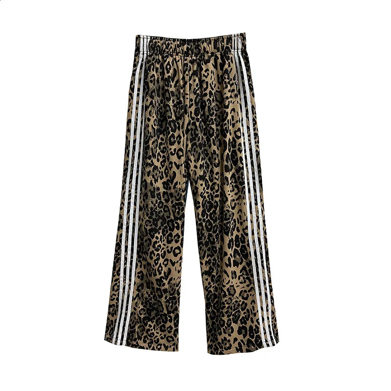 NYFS Summer European American Personality Patchwork leopard Woman Jeans Loose Plus size Elastic Waist Denim Trousers 240821