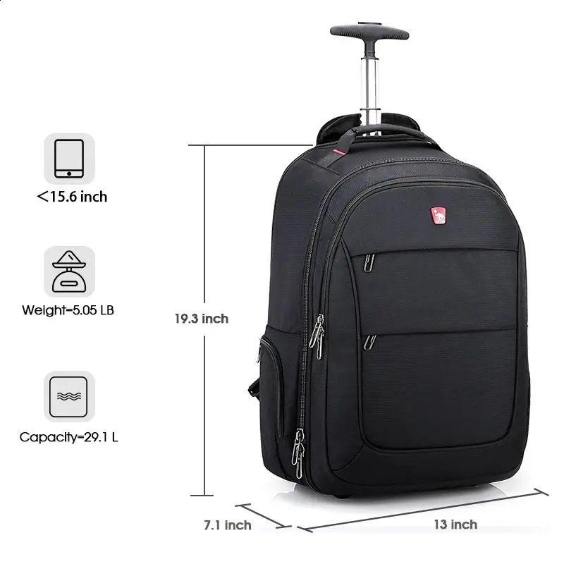 OIWAS Wheel Travel Bag Mens Handcart Backpack Business Large Capacity Gym Sports Bag Womens Travel Bag 240821