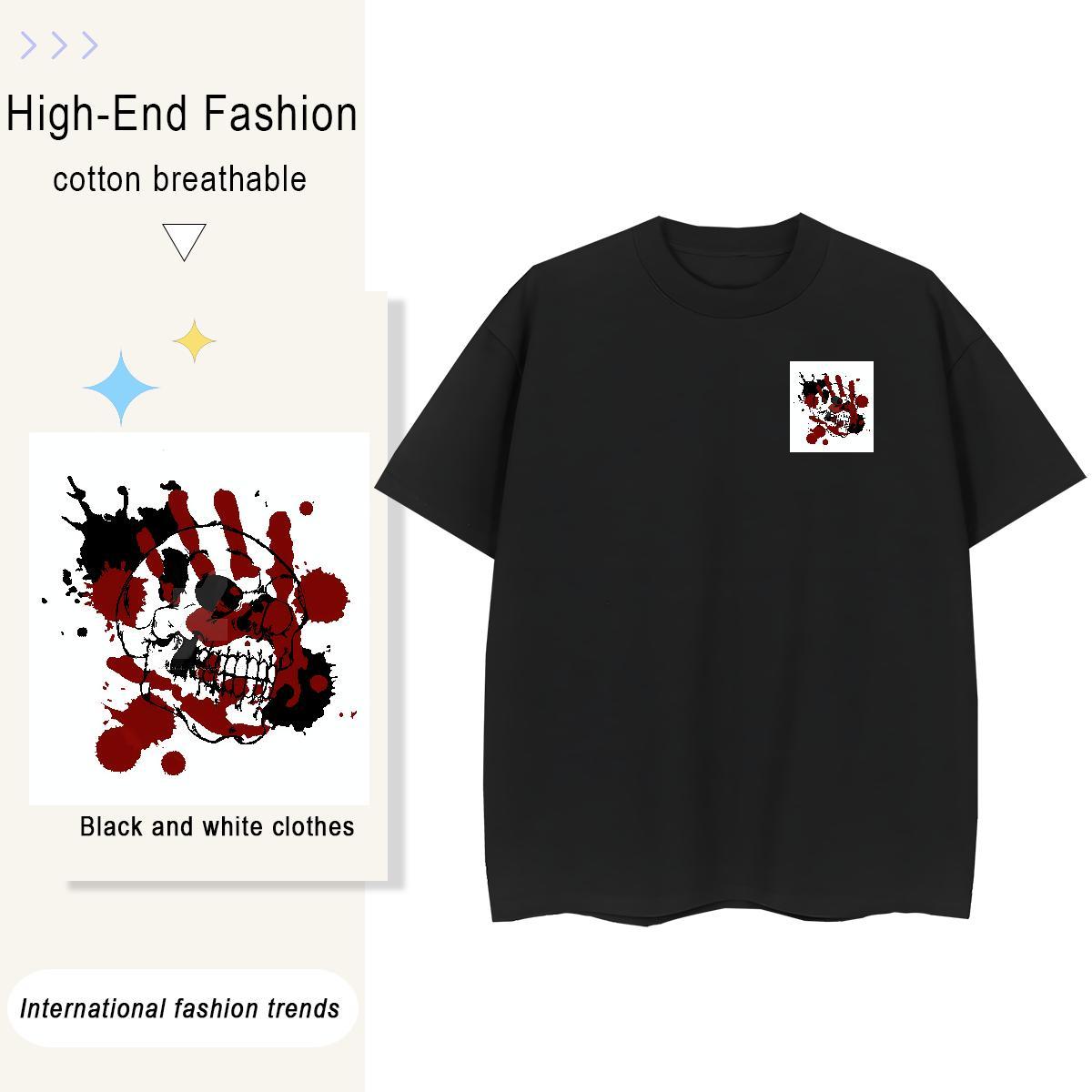 Female Lady T shirt 230g Cotton scary Beach T-Shirts for Women Breathable Soft Graphic Tops Shirt