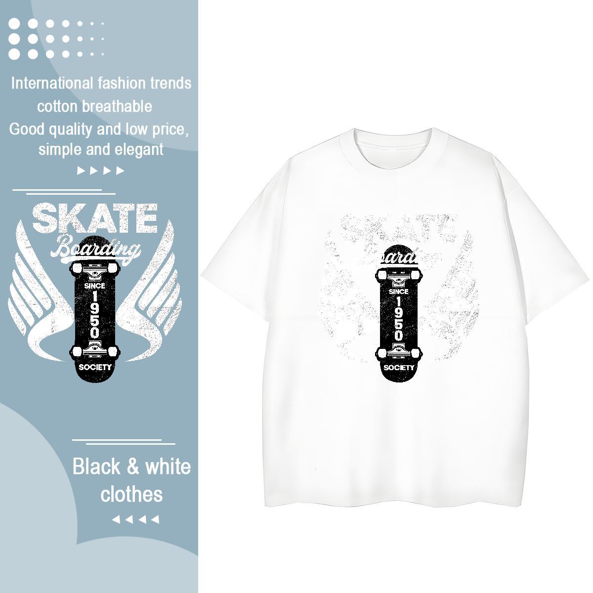 Casual New Woman T Shirts Short Sleeve O-Neck 230g Cotton Women Tees DIY Printed skateboarding Daily Wear Soft Top Shirts