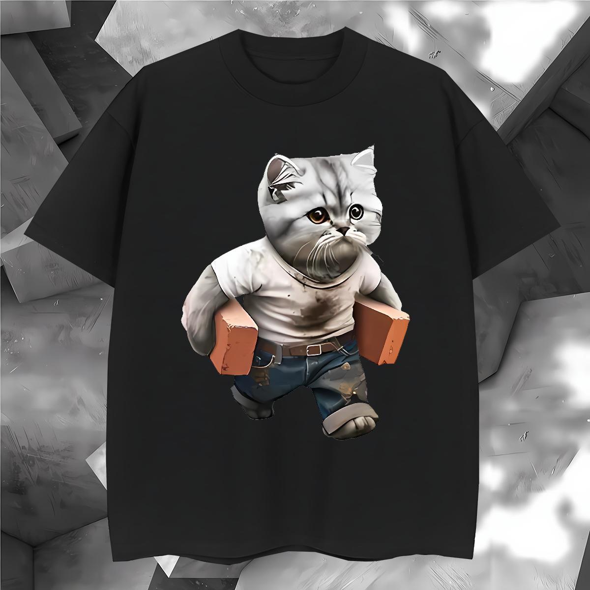 Soft cat T shirt Casual Beach Tshirt for Man Woman 100% Cotton 230g Casual New Breathable Crew Neck Graphic Tees