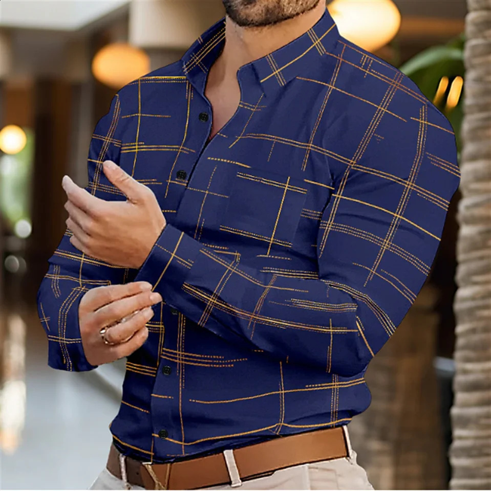 Mens high-quality cotton long sleeved shirt comfortable and breathable in summer classic solid color checkered business casua 240822