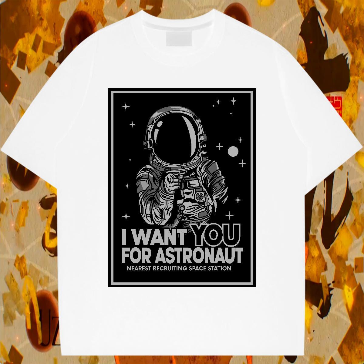Cool Tshirt for Man Woman Casual 230g Pure Cotton Graphic Breathable Short Sleeve spaceman T Shirts Men Wholesale Tops