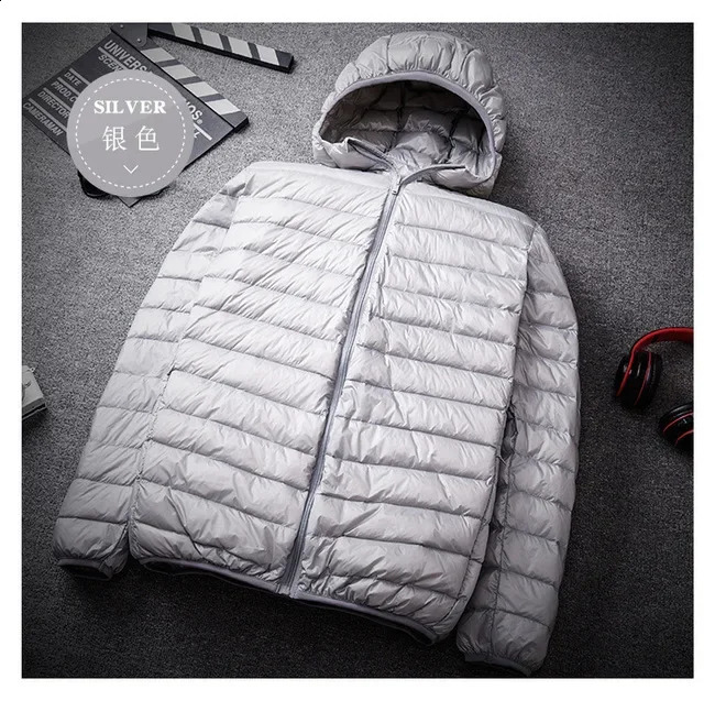 Ultra fine mens spring jacket highquality ultra light down 90% white duck hooded portable w240822