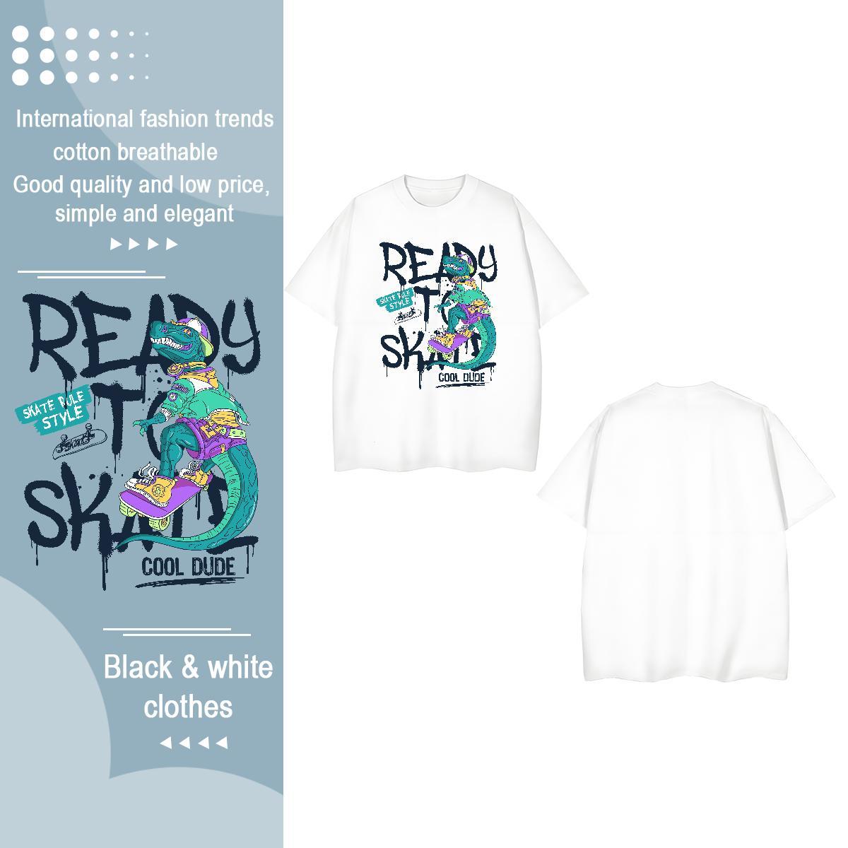 Casual New Women T Shirts Breathable 230g 100% Cotton Women Tees Custom Printing dinosaur Home Outdoor Brand Top Shirts