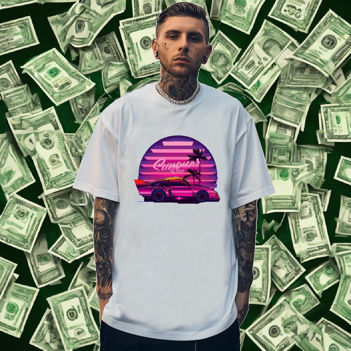 Cool Design Couples T Shirts Daily Wear 100% Cotton 230g White Plus Size Crew Neck Breathable car T Shirts Men Brand Tee Shirt