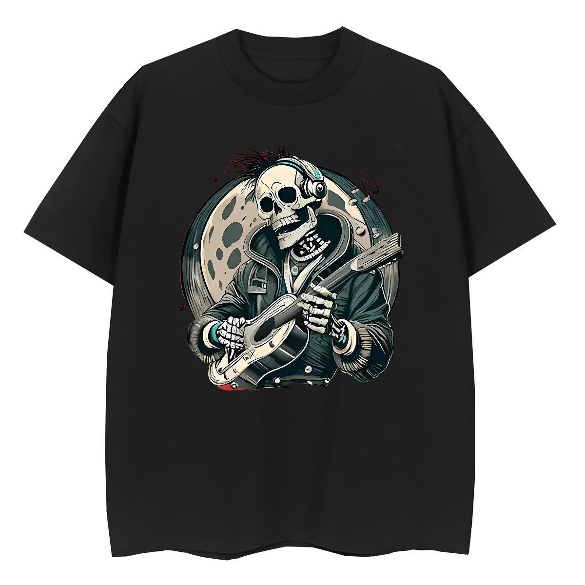 Fashion Womens T Shirts 230g Cotton Short Sleeve O-Neck Sport skull Couples T Shirts High quality Plus Size Cartoon Tees