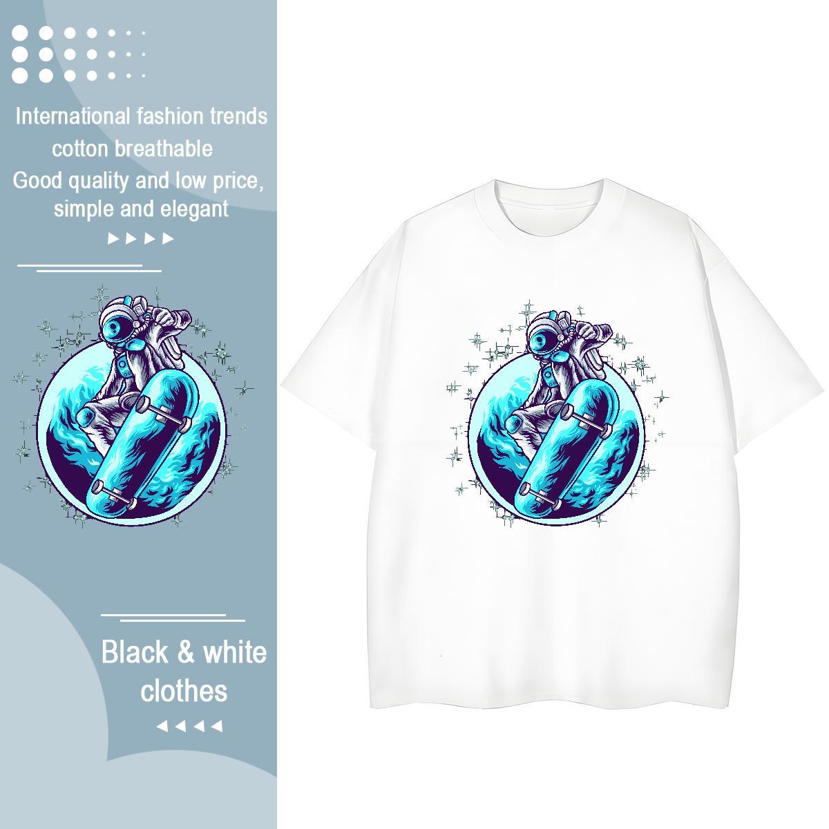 Designer T-Shirts Breathable Crew Neck 230g 100% Cotton Woman Tshirt White Plus Size spaceman Hip Hop Street Comfortable Wear