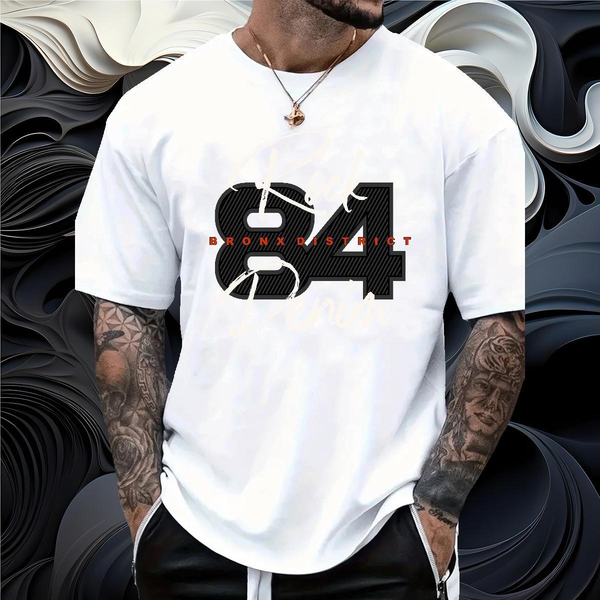 Classic 84 Men T Shirts High Street Hip Hop Men Tops Tees 230g Cotton Fashion Designer Breathable Short Sleeve DIY Logo Oversized Wear