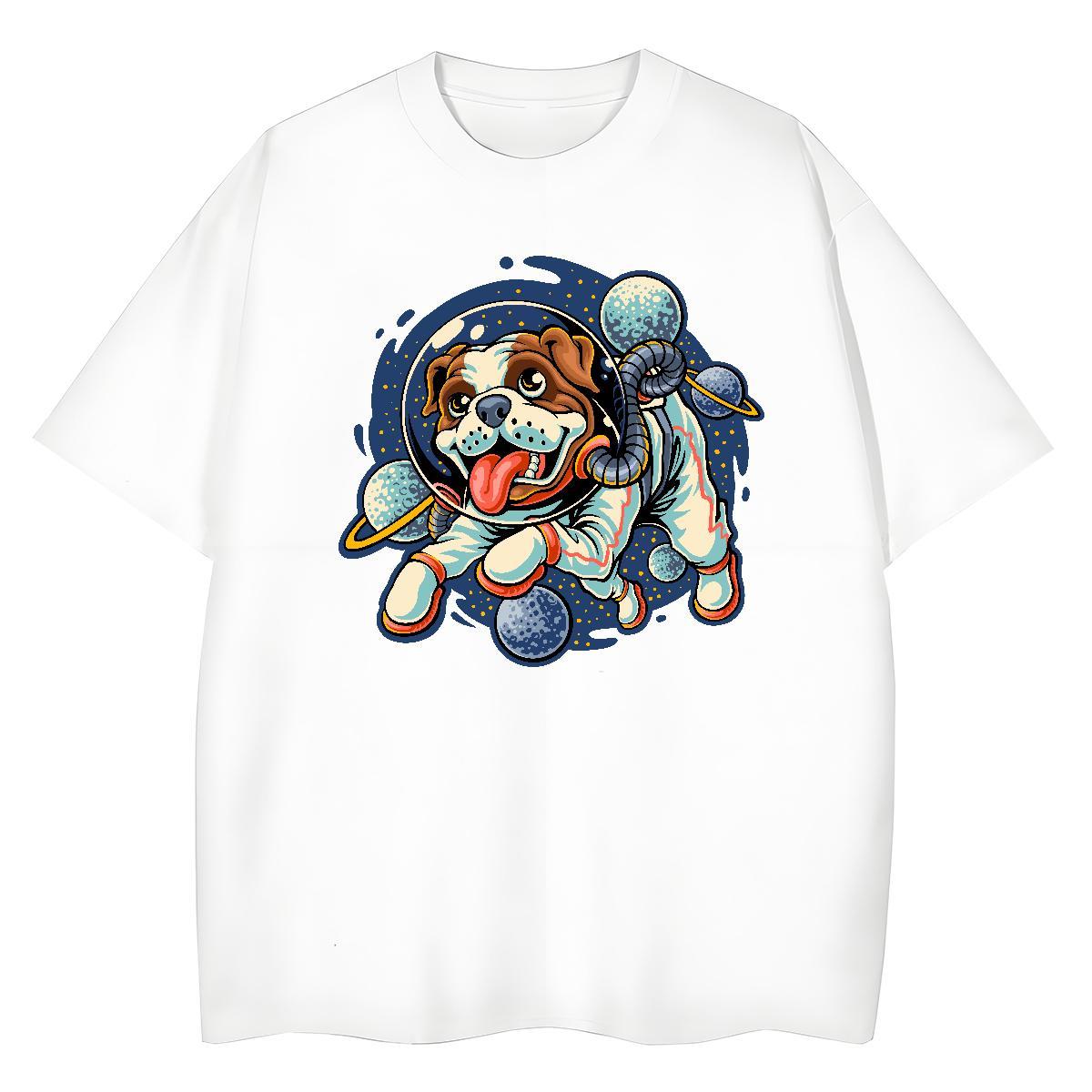 Unisex Woman Tshirt 230g 100% Cotton cosmonaut Casual Daily Wear T-Shirts Breathable Crew Neck Cartoon Anime Top Shirts