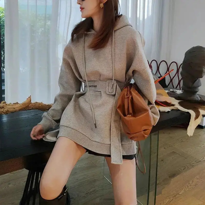 Grey Hoodie Loose Womens Sportswear Gothic Winter Cold Clothing Warm ner 2000s Thick E S 240821
