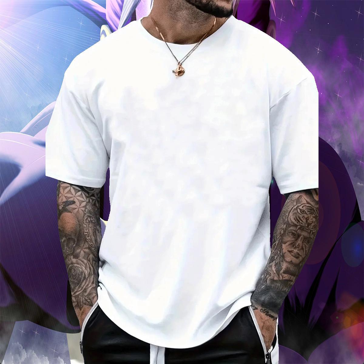 2024 DIY Casual Beach Men Tops Tees SCARY O Neck Short Sleeves 100% Cotton 230g T Shirt For Man High Quality DIY Anime Clothings