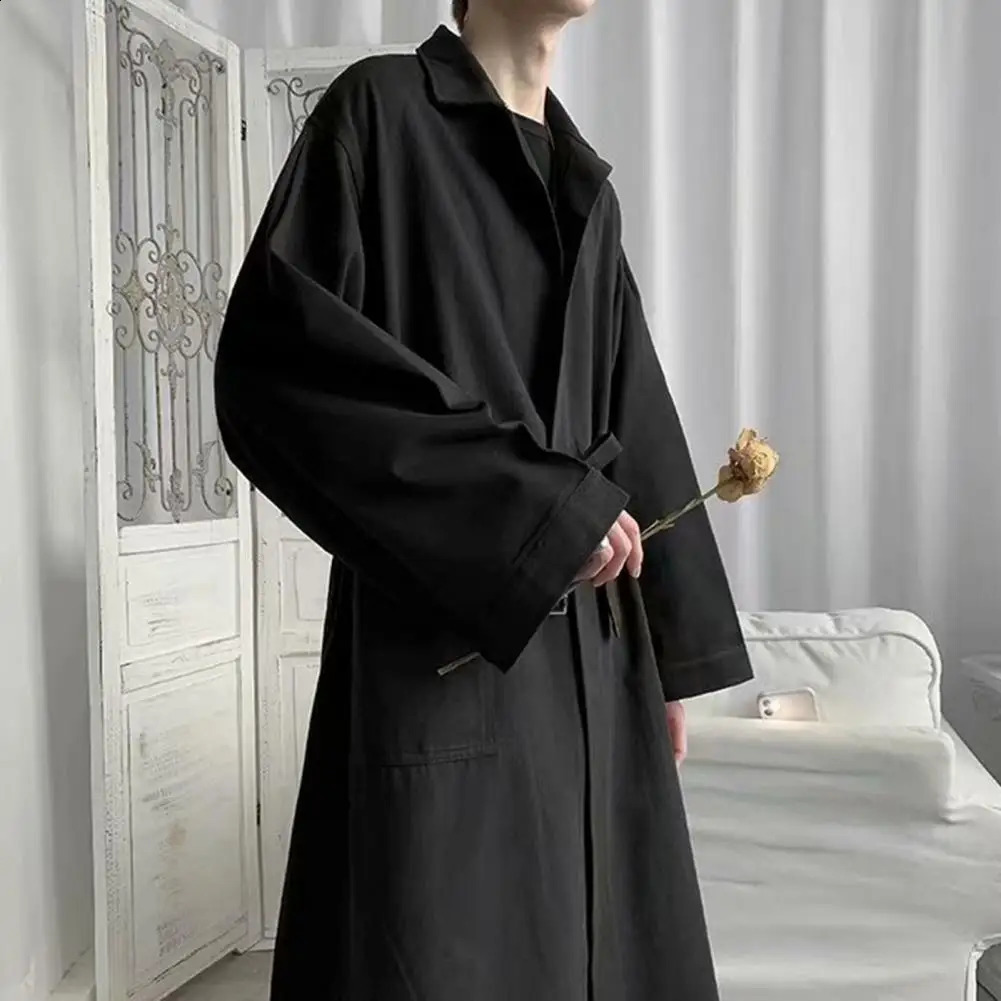 Breathable Men Coat Comfortable Polyester Trench Coat for Men Stylish Lapel Trench Breathable for Spring for Handsome 240822