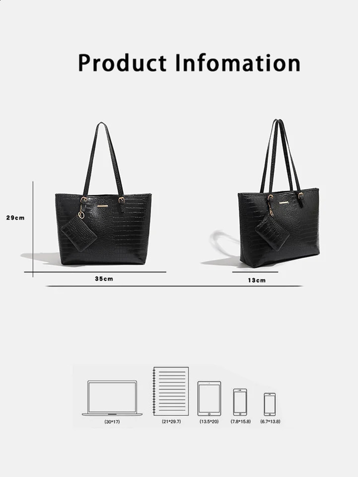 2024 Premium Handbag with Pattern Commuting Shoulder Bag Large Capacity Tote Fashion Womens 240821