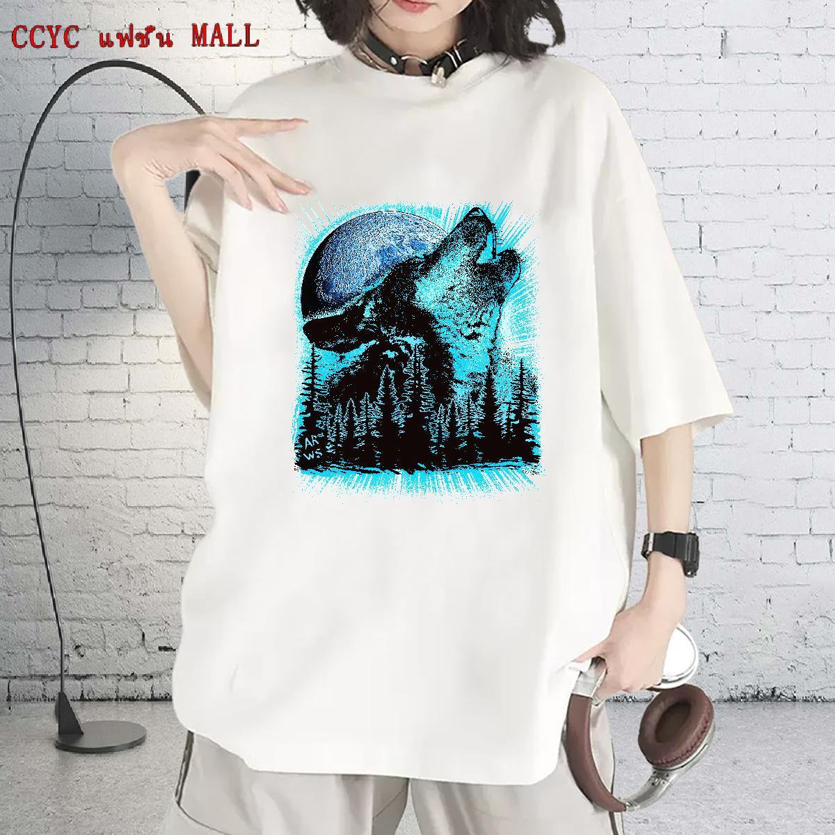 Factory Direct Womens T Shirts Crew Neck 230g Pure Cotton Womens Tshirts Custom Print Plus Size wolf Hip Hop Street Designer Nice Tops Tees