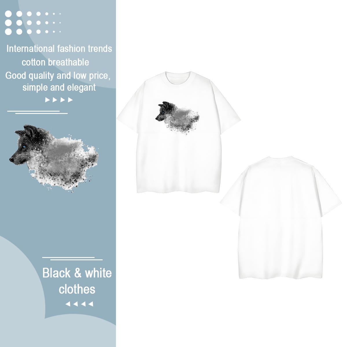 Fashion T Shirt For Woman O Neck Short Sleeves 230g 100% Cotton Woman Tshirt Custom Printed wolf Home Outdoor Wholesale Tops