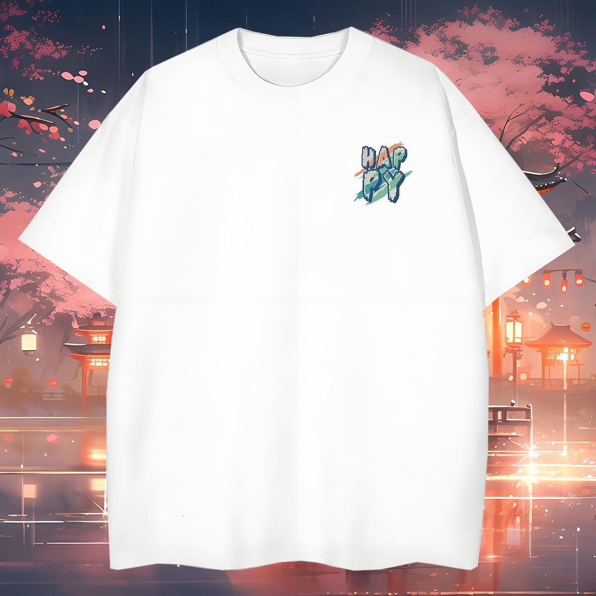 Loose Fit happy T shirt Street Couples T Shirts 230g Cotton Wholesale Crew Neck Breathable Skull Tops Shirt