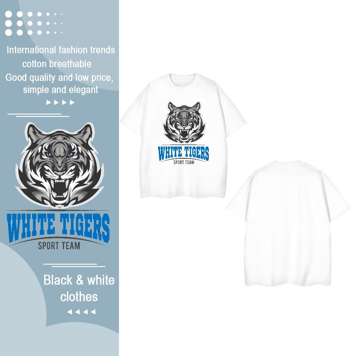 2024 Woman T Shirts Breathable 230g Pure Cotton Women Tshirts Cartoon Floral Printing tiger Casual Sport Wholesale Tee Shirt