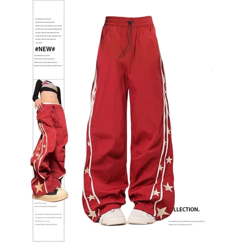 Womens Baggy Wine Red Sweatpants Harajuku Streetwear Fashion Y2k High Waist Oversize Jogger Pants Vintage Wide Trousers Clothes 240821