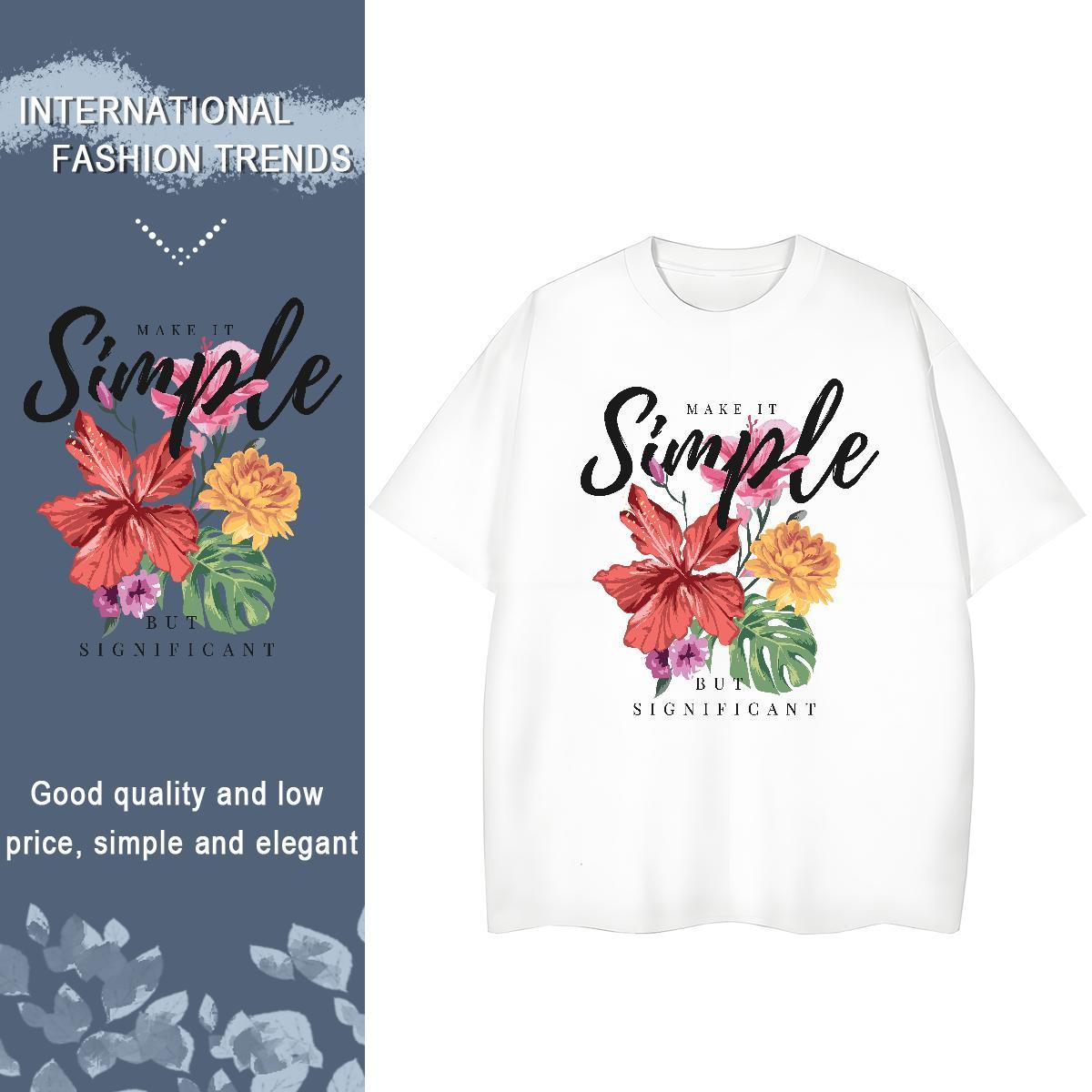 New Arrival Woman T Shirts Breathable Short Sleeve 230g 100% Cotton Woman Tshirt White Plus Size flower Casual Loose Tops