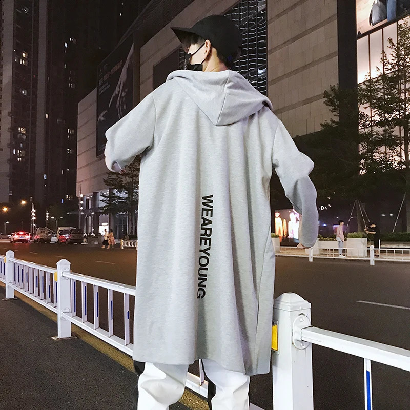 spring and autumn long windbreaker mens thin coat trend Korean slim jacket coat 240822