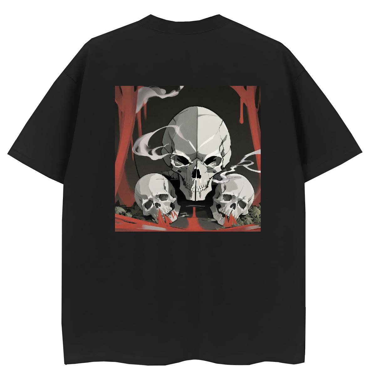Brand T-Shirts 100% Cotton 230g Short sleeve Soft Casual Sport skull Couples T Shirts Free Shipping Cartoon Floral Printing Tops
