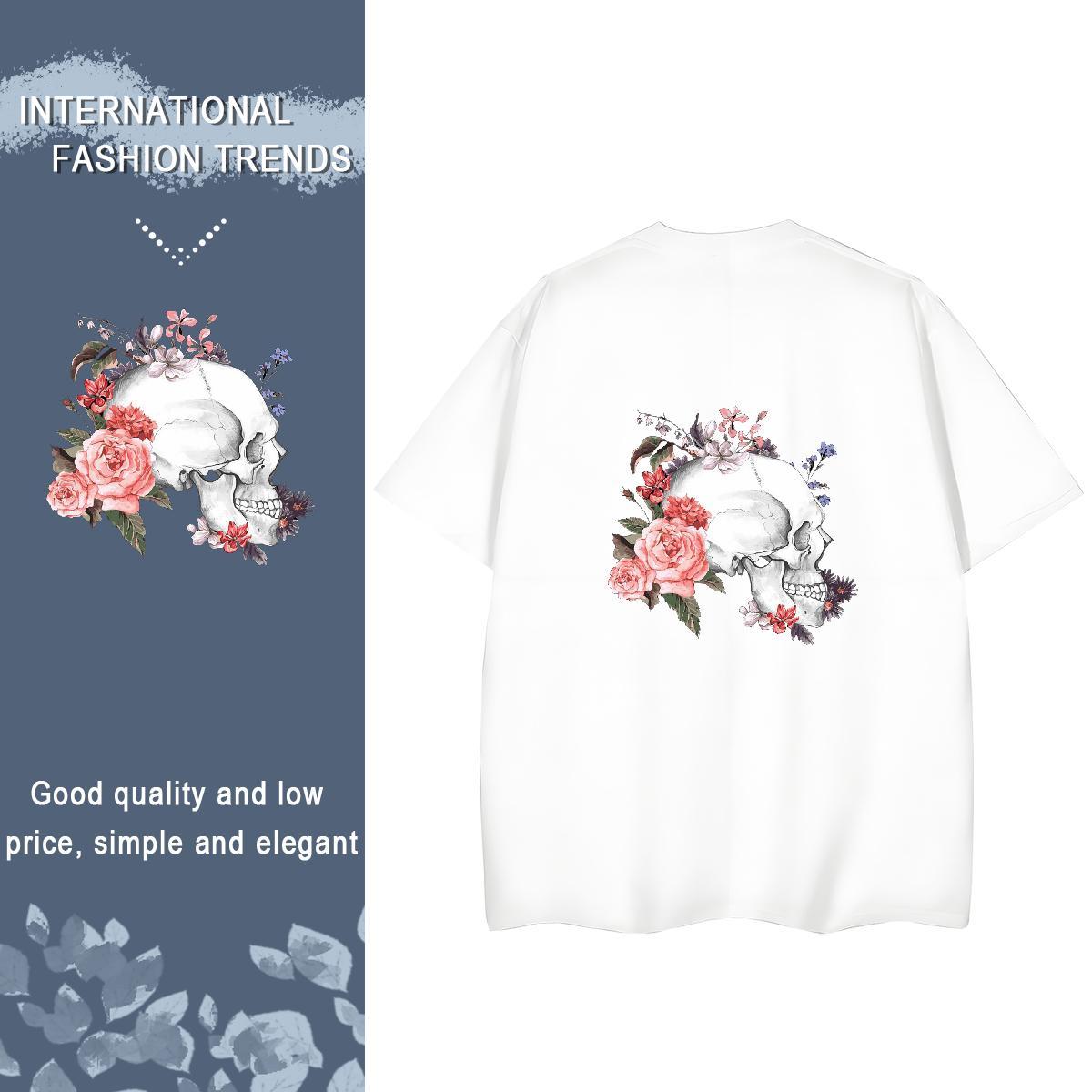 Factory Direct T Shirt For Woman 230g Pure Cotton Short Sleeve O-Neck Casual Beach flower Lady T shirt Popular Anime Oversized Clothes