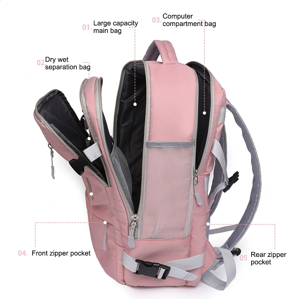 Foldable luggage bag with wheels lightweight large capacity Oxford cloth dry wet separation outdoor weekend bag 240821