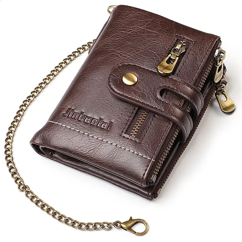 Men Wallets PU Leather Short Card Holder Chain Mens Purse High Quality Classic Retro Male Wallet Valentines 240821