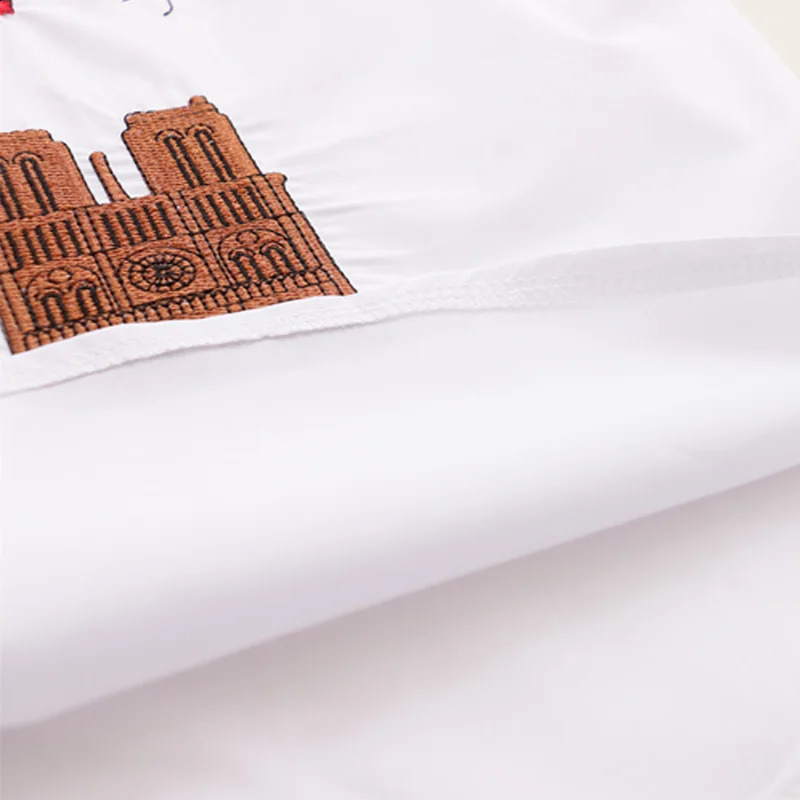 2024 White Shirt Casual Button Up Turn Down Collar Female Blouse Long Sleeve Cotton Embroidery Lady 5083 50 240821