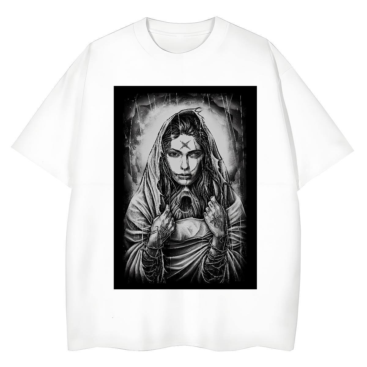 High quality Womens Tshirts 230g Cotton nun Hip Hop Street T shirt Crew Neck Breathable Customized Print Top Tees