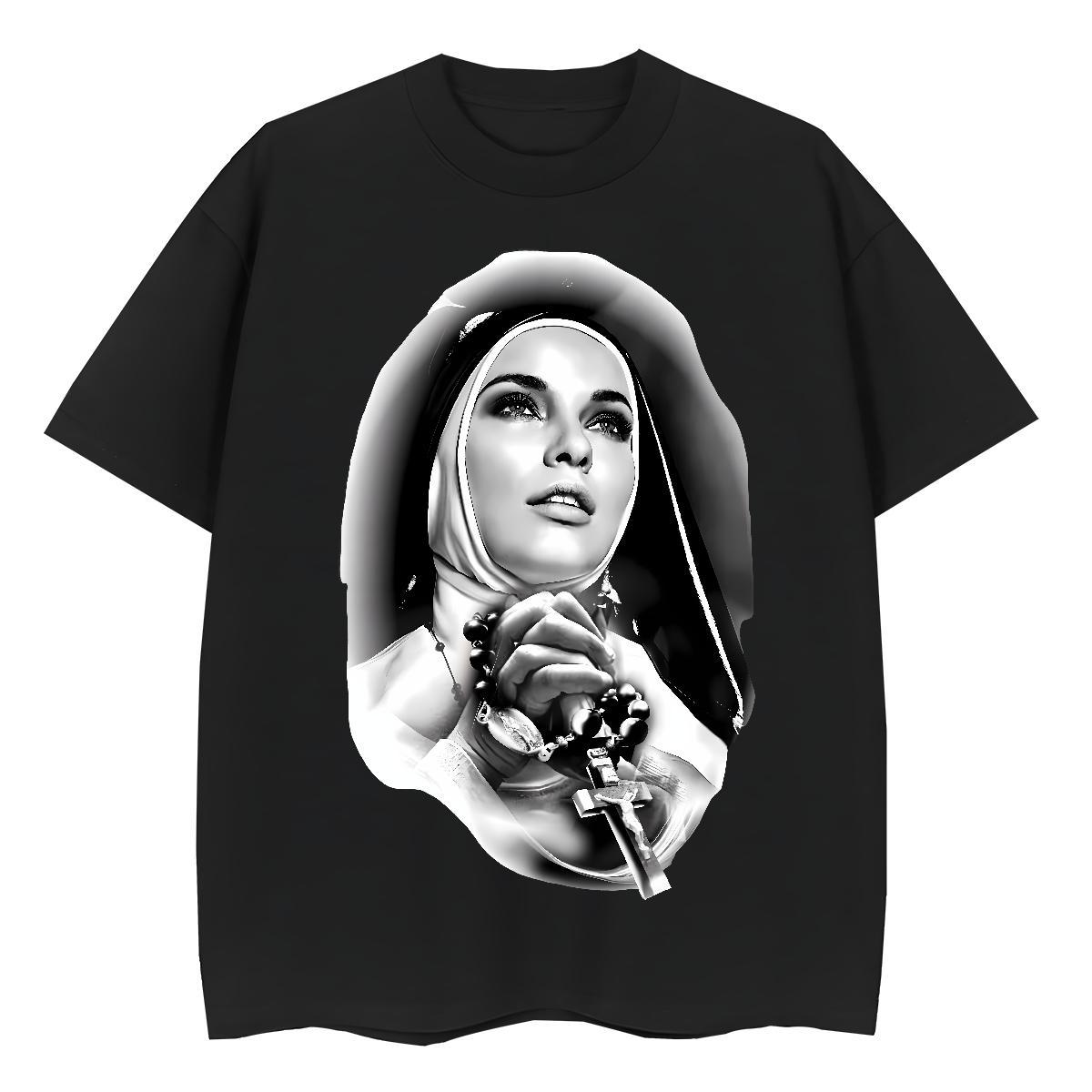 Nice Couples T Shirts 230g Pure Cotton nun Outdoor T Shirts Women Crew Neck Anime Tee Shirt