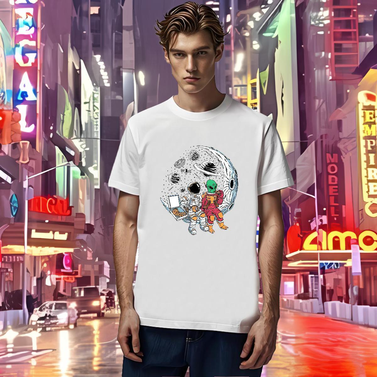 New Arrival spaceman Tshirts 100% Cotton 230g Men T Shirts Plus Size Custom Beach Breathable Short Sleeve Popular Clothes