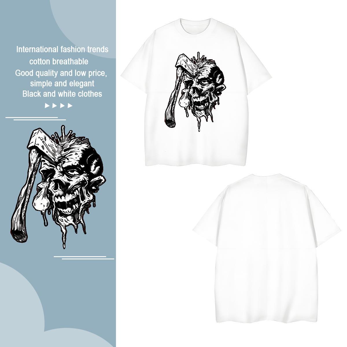 Fashion axe Tshirts 230g Pure Cotton T-Shirts for Men Customized Daily Wear O Neck Short Sleeves Soft Top Tees