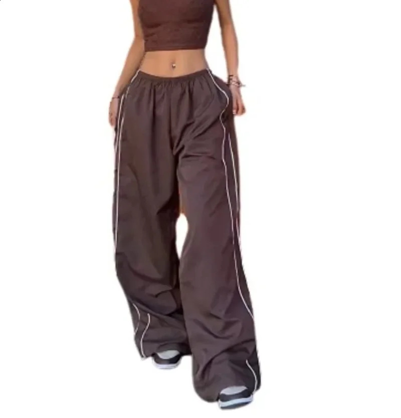 Y2k Women Drawstring Jogger Pants Streetwear Korean Harajuku Parachute Pants Men Sports Sweatpants Wide Leg Trousers Clothes 240821