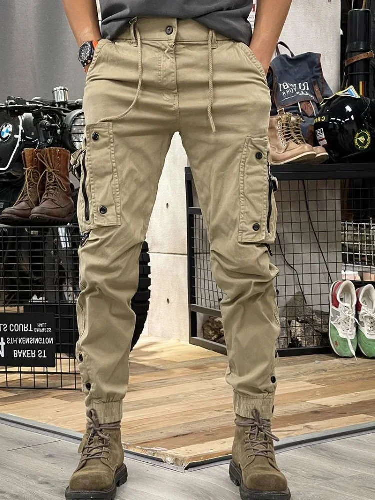 Mens cargo pants with multiple pockets mens Trousers bicycles motorcycles ultrathin hiking Emo spandex loose fitting formal wear 240821