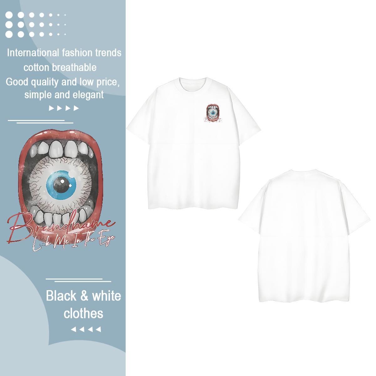 Fashion New T-Shirts for Women 230g Cotton Breathable Sports Street Wear eyeball Couples T Shirts Designer Anime Tops Shirt
