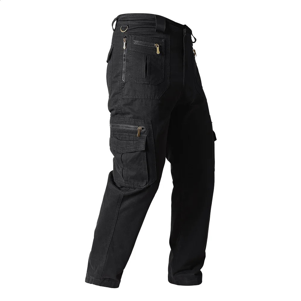 High quality khaki casual pants for men tactical runners camouflage cargo multi pocket fashionable black army soldiers 240823