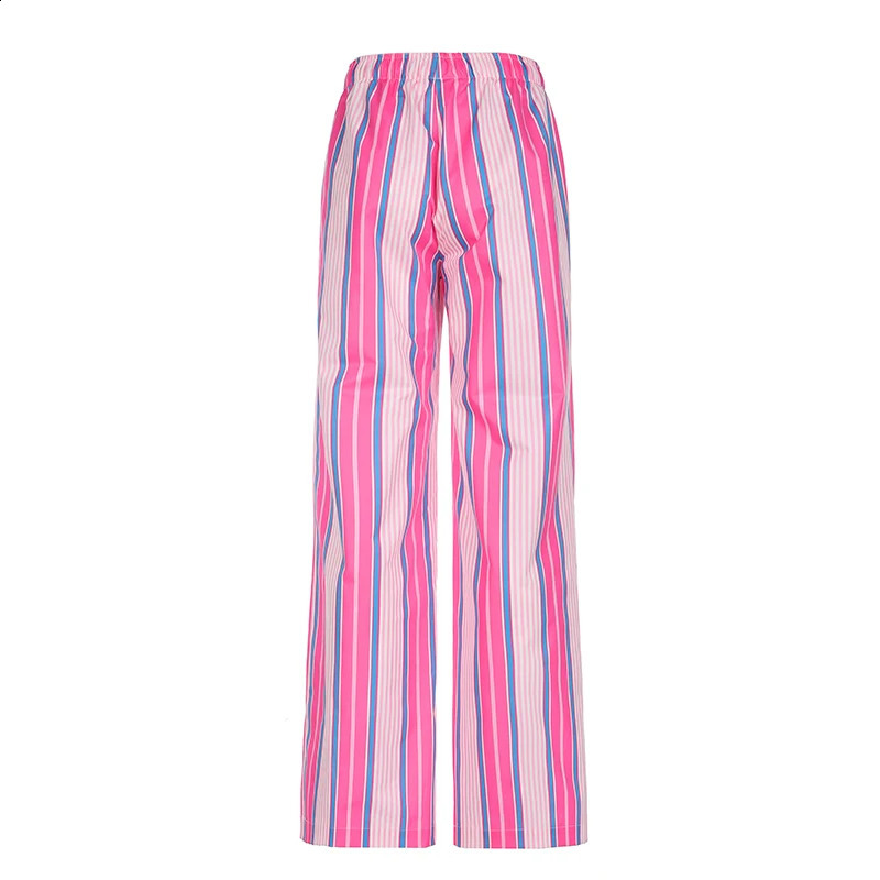HEYounGIRL Y2K Pink Striped Casual Wide Leg Pants Women Streetwear Fashion Sweet Loose Fit Sweatpants Contrast Color Joggers 240821