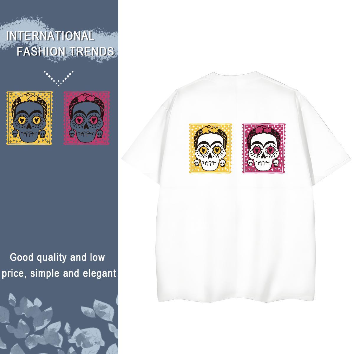 DIY T shirt 100% Cotton 230g Breathable Crew Neck High Street Hip Hop skull Couples T Shirts Designer Nice DIY Printed Top Tees