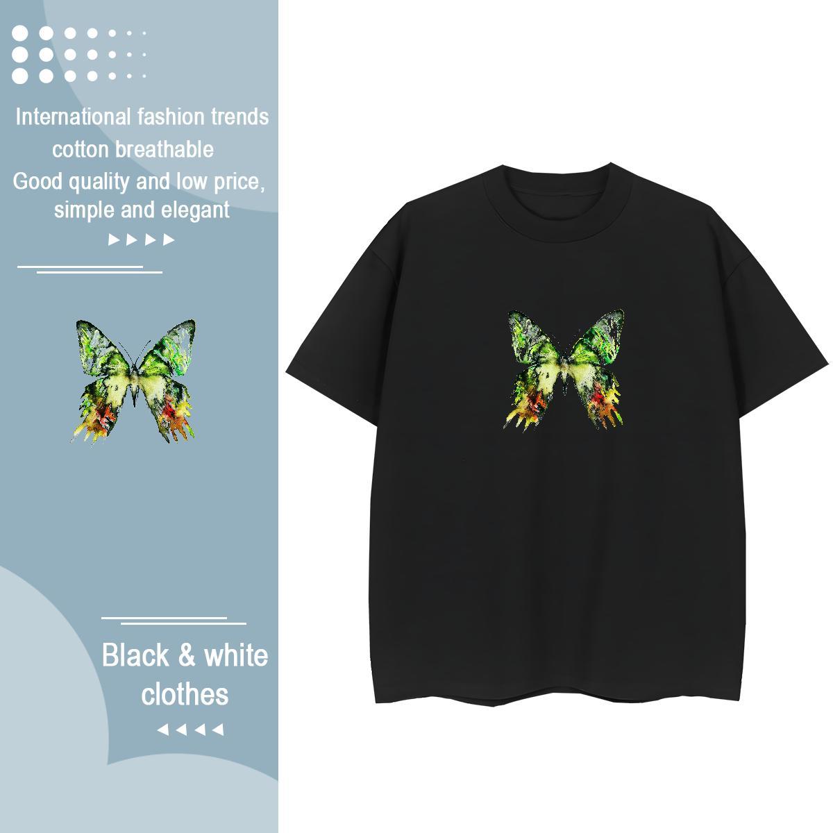 Custom Womens T Shirts Short sleeve Soft 230g Pure Cotton Tshirt for Man Woman Oversized L-4XL Butterfly Street Wear Nice Tshirts