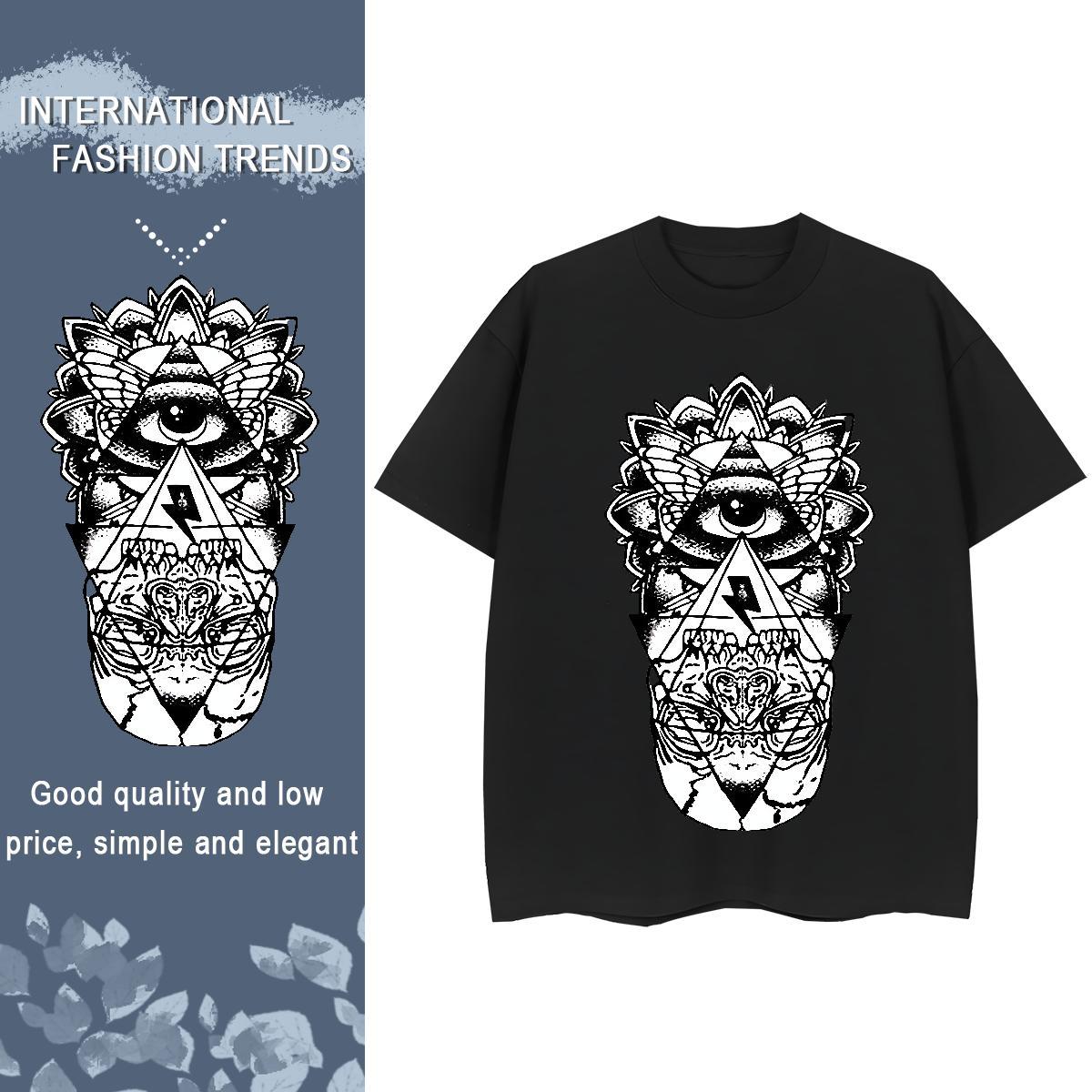 2024 DIY Woman T Shirts 230g Pure Cotton Short Sleeve O-Neck Beach eye of the devil Woman Tshirt Comfortable Custom Print Plus Size Tops