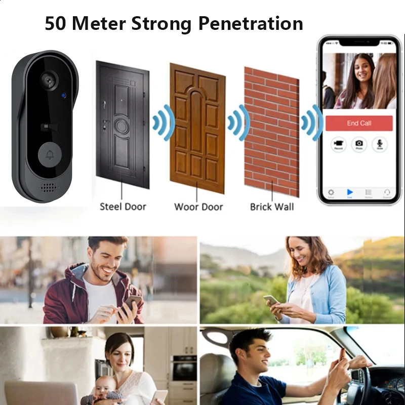 Smart Home DoorBell Night Vision Monitors HD Video Camera WIFI Doorbell Security Waterproof Wireless bell door Intercom for home 240920