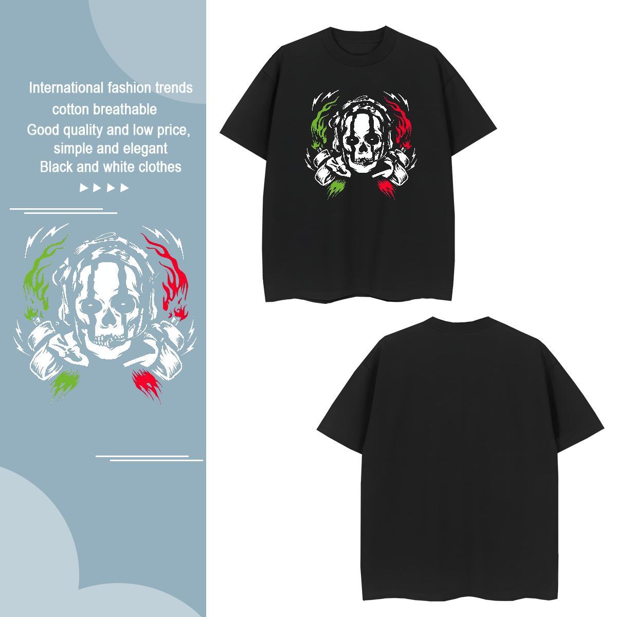 Factory Direct scary Couples T Shirts 230g Cotton Man T Shirts DIY Summer Casual Round Neck Short Sleeve Cool Tops Tees