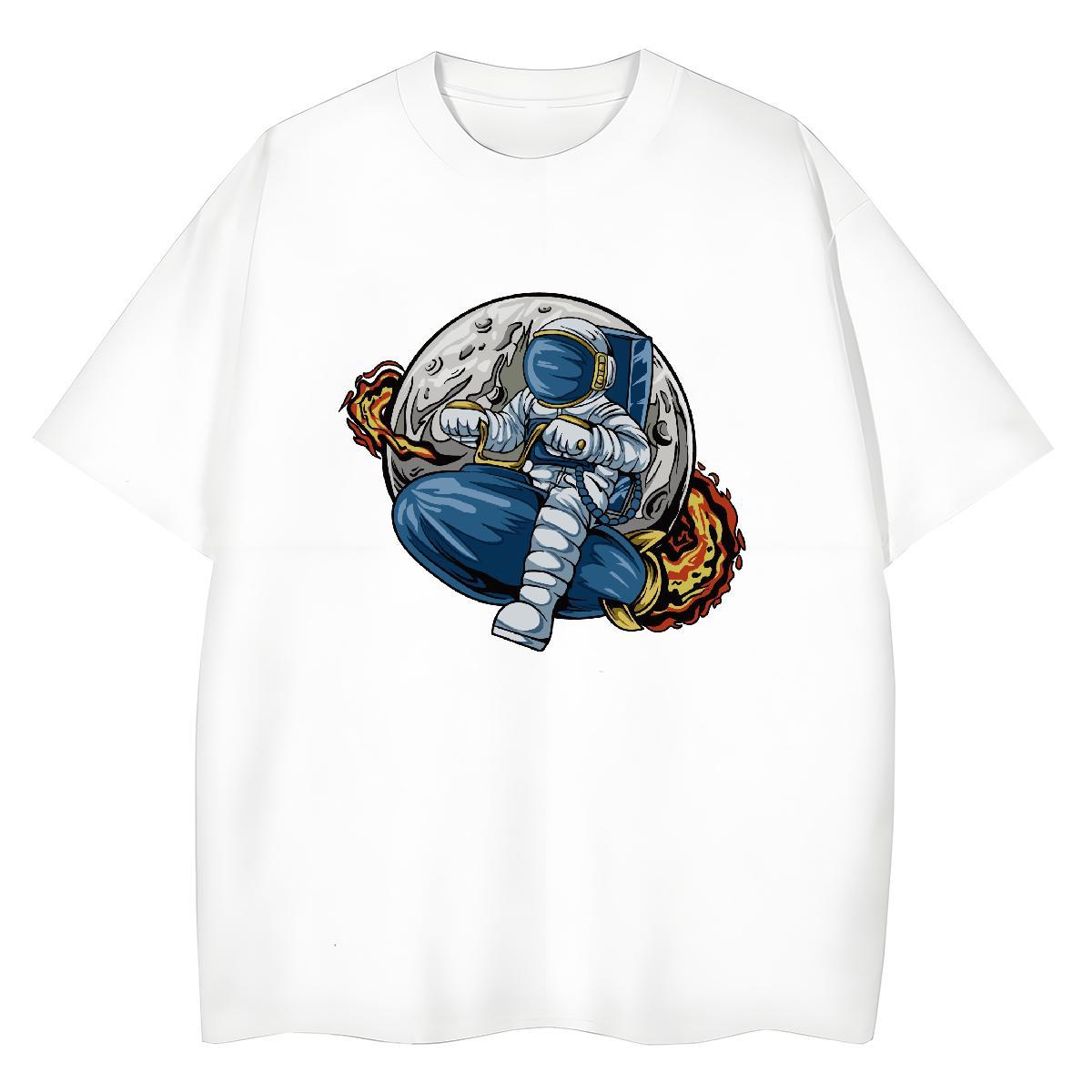 Designer Tshirt for Man Woman 100% Cotton 230g cosmonaut Daily Outfit T shirt O-Neck Short Sleeve DIY Anime Printed Tops