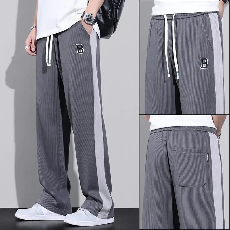 Harajuku Fashion Men Oversize Big Size Sweatpants Summer Thin Elastic Waist Baggy Streetwear Joggers Sports Wide Casual Trousers 240822