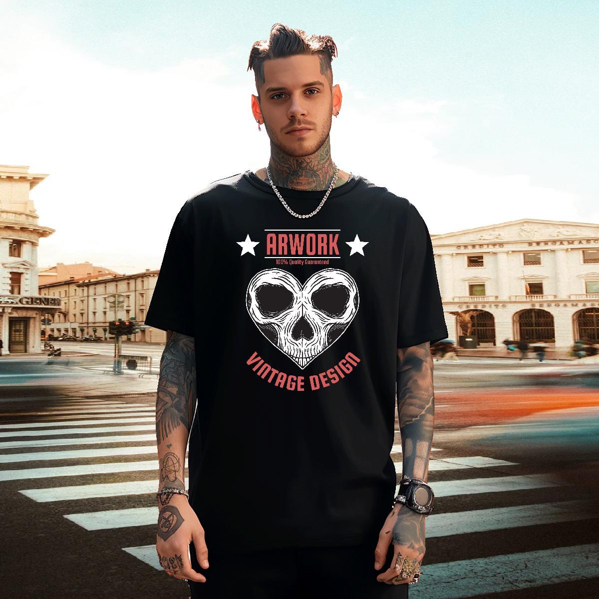 Comfortable Man T Shirts 230g Pure Cotton skull Casual Daily Wear Custom Anime Crew Neck Men Tops Tees Fashion Design Tees Shirts