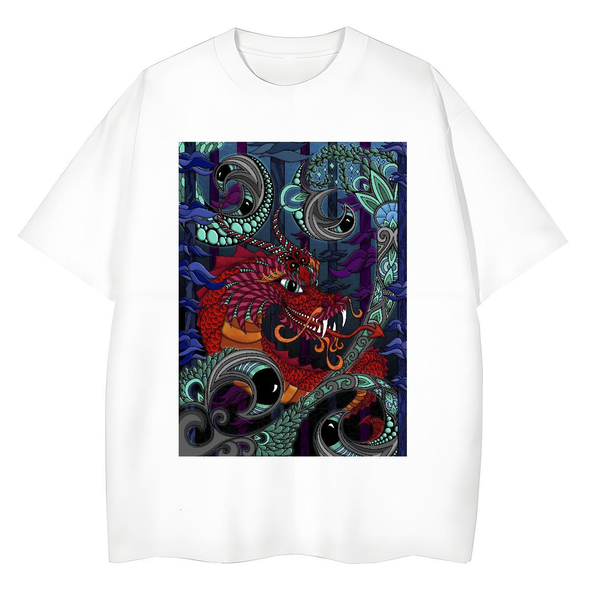 TOP Quality Woman T Shirts 230g Cotton Round Neck Short Sleeve Home Outdoor dragon Tshirt for Man Woman Designer White Plus Size Clothes